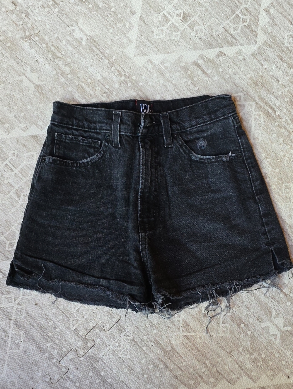 BDG Black Frayed Hem High-Rise Denim Shorts